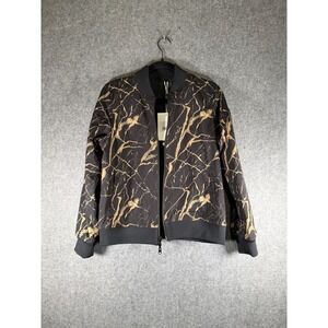 AlphaTauri Reversible BomberJacket Black Gold Marble Print Primaloft Women's M